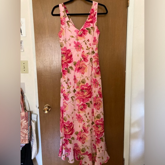 Jessica Pink Floral Sleeveless Cowl Neck Vintage Dress Size 4-6 - Picture 2 of 11